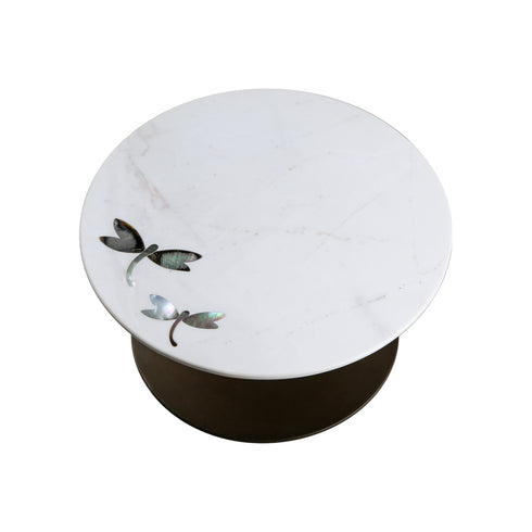 Marble Round with Abalone Shell Inlay Cake StandÂ